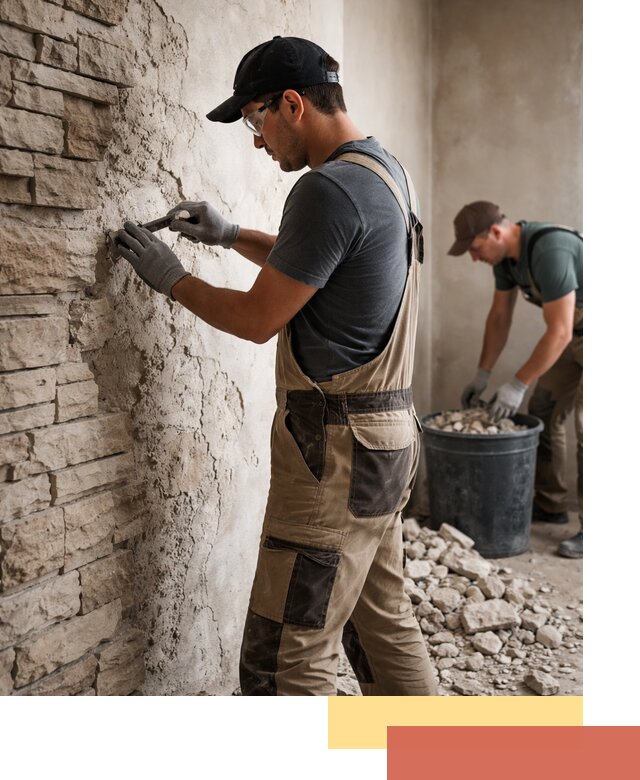 Демонтаж декоративного камня в Чебоксарах профессионально и безопасно