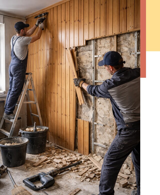 Демонтаж вагонки со стен в Чебоксарах от 1491 руб. — снятие, удаление, срочно | ОТДЕЛОЧНИК-Чбк