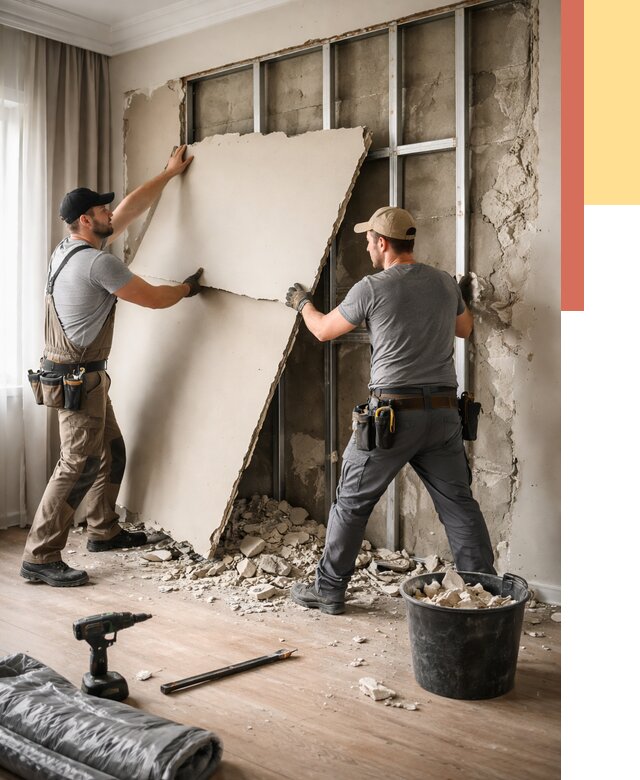 Демонтаж гипсокартона со стен в Чебоксарах от 360 руб. — услуги демонтажа | ОТДЕЛОЧНИК-Чбк