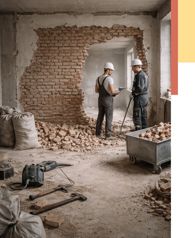 Демонтаж кирпичных стен в Чебоксарах от 4319 руб. — быстро, недорого, под ключ | ОТДЕЛОЧНИК-Чбк