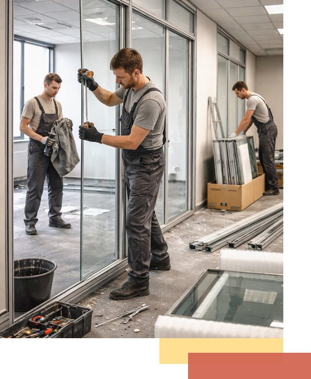 Демонтаж стеклянных перегородок в Чебоксарах быстро и безопасно