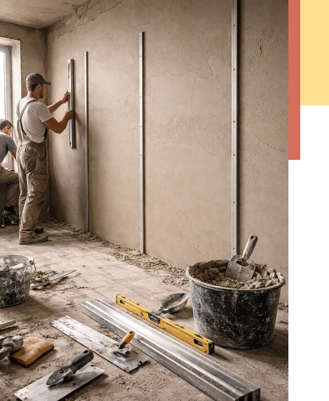 Штукатурка стен по маякам в Чебоксарах от 5656 руб./м² — выравнивание под ключ | ОТДЕЛОЧНИК-Чбк