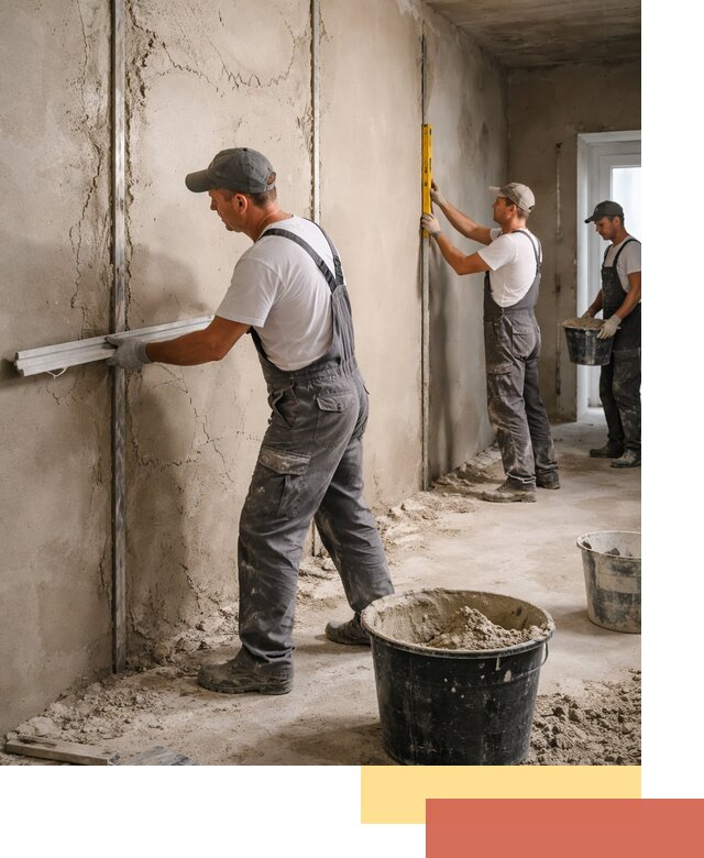 Штукатурка стен по маякам в Чебоксарах — точная и ровная поверхность