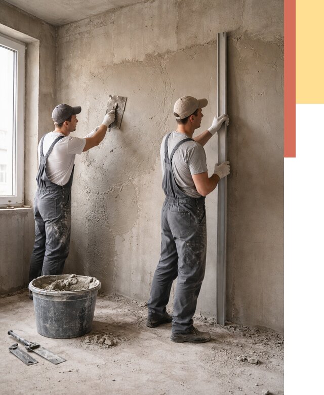 Штукатурка бетонных стен в Чебоксарах от 4628 руб/м² — качественно и быстро | ОТДЕЛОЧНИК-Чбк