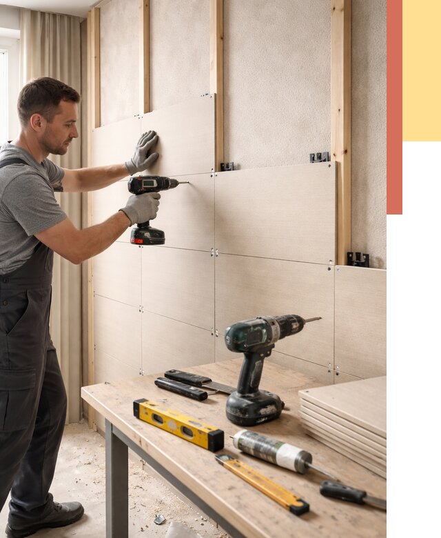 Монтаж МДФ панелей на стены в Чебоксарах от 1286 руб. под ключ | ОТДЕЛОЧНИК-Чбк