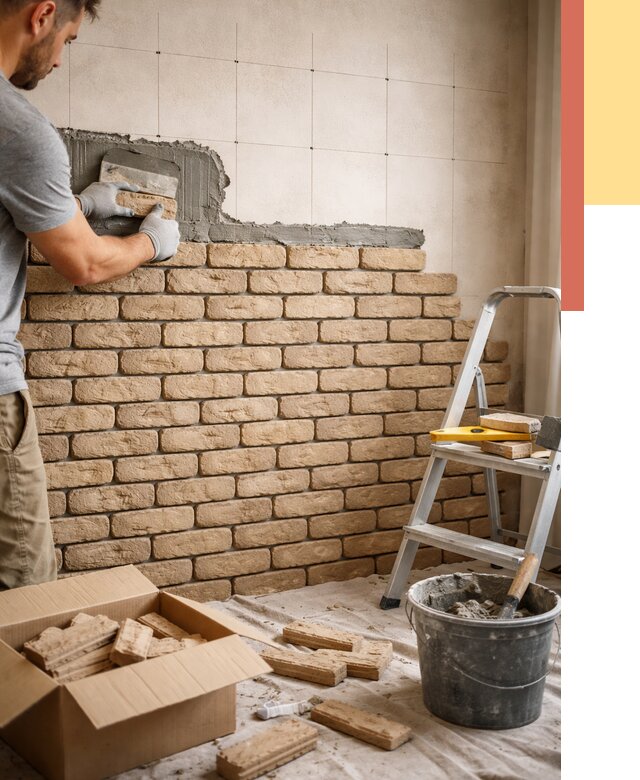 Монтаж декоративного кирпича в Чебоксарах от 3291 руб./м² — быстро и недорого | ОТДЕЛОЧНИК-Чбк