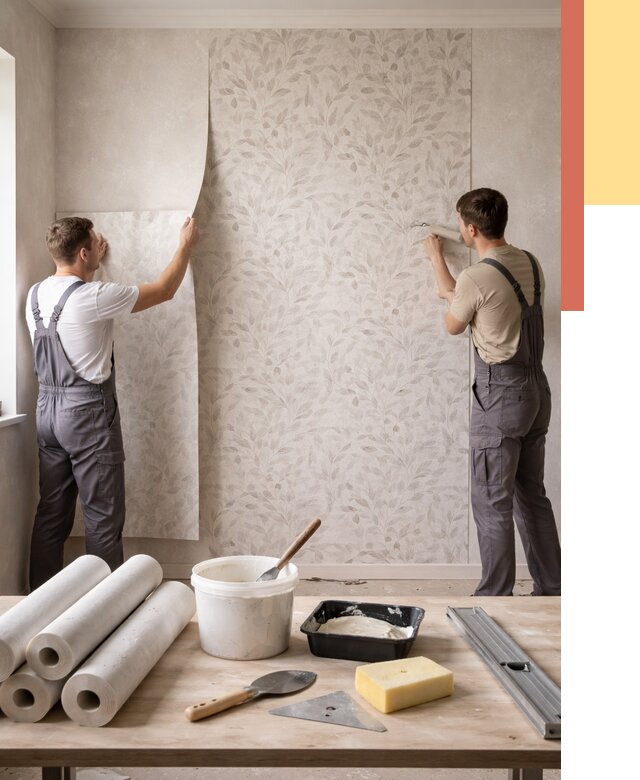 Поклейка обоев с подбором рисунка в Чебоксарах от 3599 руб. | ОТДЕЛОЧНИК-Чбк - быстро и недорого