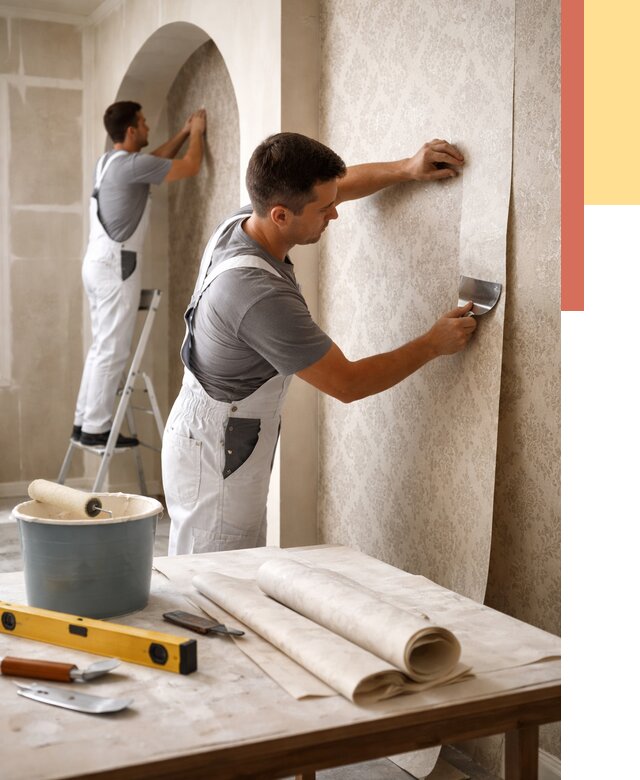 Поклейка обоев на сложные стены в Чебоксарах от 2880 руб. под ключ | ОТДЕЛОЧНИК-Чбк