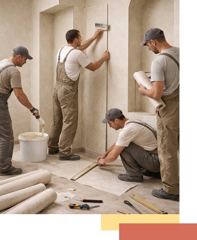 Поклейка обоев на сложные стены и неровные поверхности в Чебоксарах