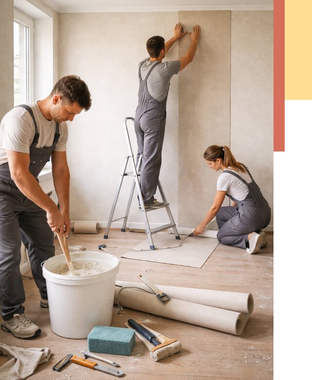 Оклейка стен обоями в Чебоксарах от 3599 руб/м2 — быстро и недорого | ОТДЕЛОЧНИК-Чбк