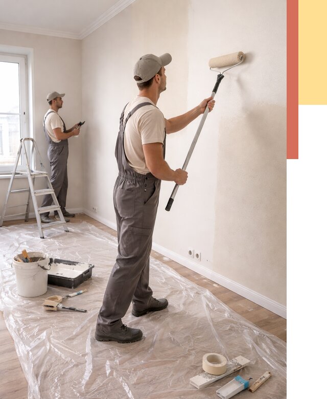 Покраска стен акриловой краской в Чебоксарах от 3599 руб./м² — быстро и недорого | ОТДЕЛОЧНИК-Чбк