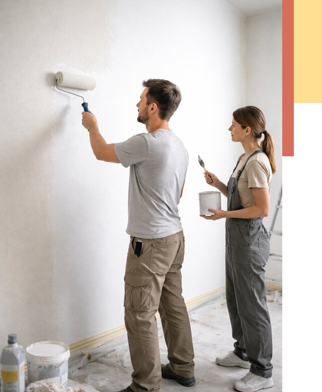 Окраска стен по стеклохолсту в Чебоксарах от 4628 руб/м² под ключ | ОТДЕЛОЧНИК-Чбк