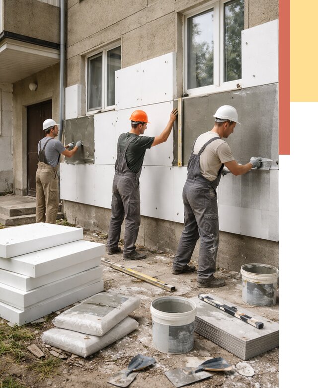 Утепление стен пенопластом в Чебоксарах от 1800 руб. — недорого и под ключ | ОТДЕЛОЧНИК-Чбк