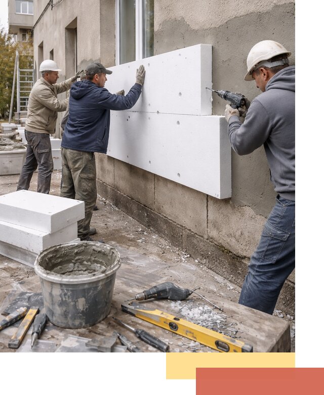 Утепление наружных стен пенопластом в Чебоксарах