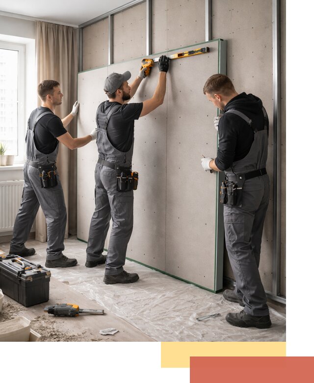 Шумоизоляция стен панелями ЗИПС в Чебоксарах для жилых и коммерческих помещений