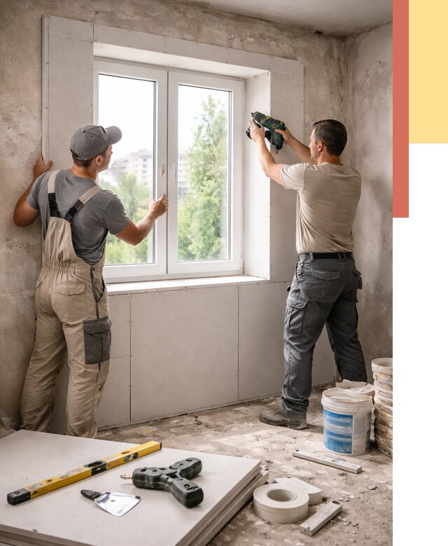 Монтаж откосов из гипсокартона в Чебоксарах от 4628 руб. под ключ | ОТДЕЛОЧНИК-Чбк