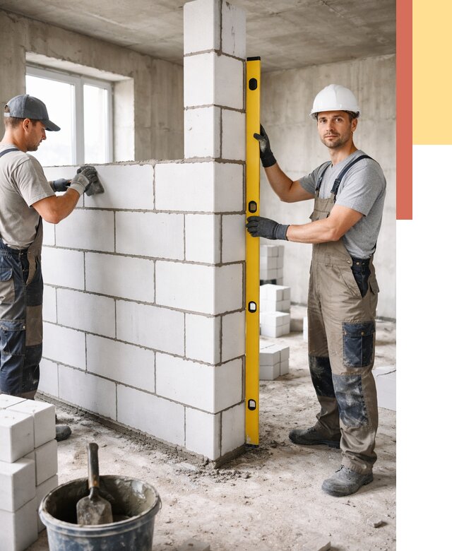 Кладка перегородок из пеноблока в Чебоксарах от 1851 руб. под ключ | ОТДЕЛОЧНИК-Чбк