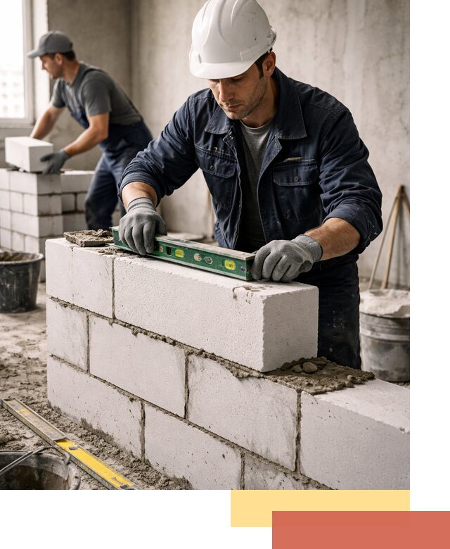 Кладка перегородок из пеноблока под ключ в Чебоксарах