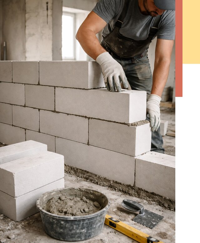 Кладка перегородок из силикатного блока в Чебоксарах от 4114 руб. под ключ | ОТДЕЛОЧНИК-Чбк