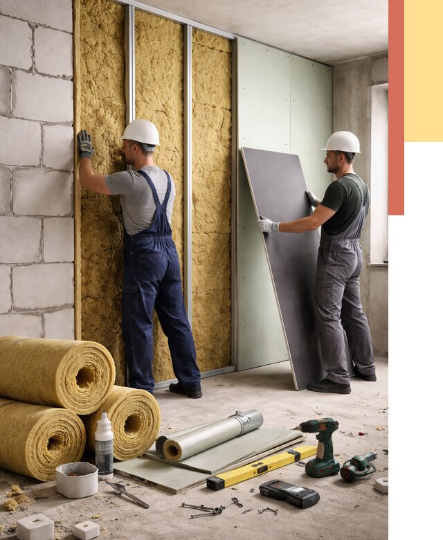 Шумоизоляция перегородок из блоков в Чебоксарах от 1903 руб./м² — быстро и недорого | ОТДЕЛОЧНИК-Чбк