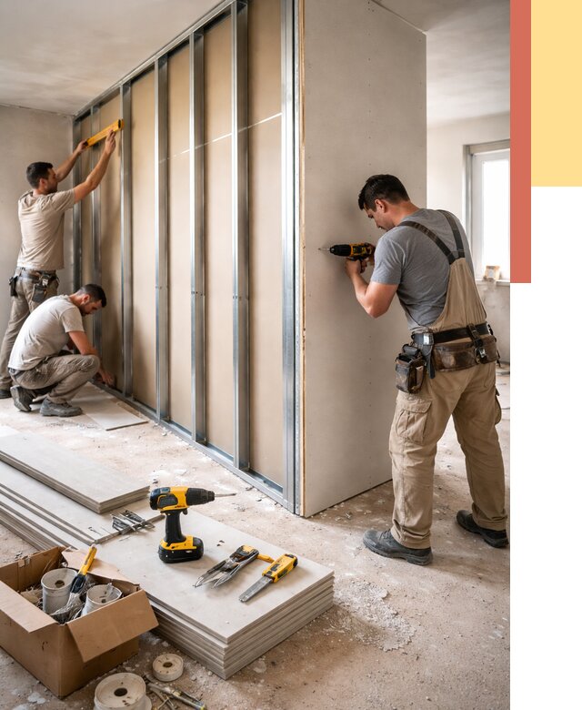 Монтаж однослойной перегородки из гипсокартона в Чебоксарах от 668 руб. | ОТДЕЛОЧНИК-Чбк