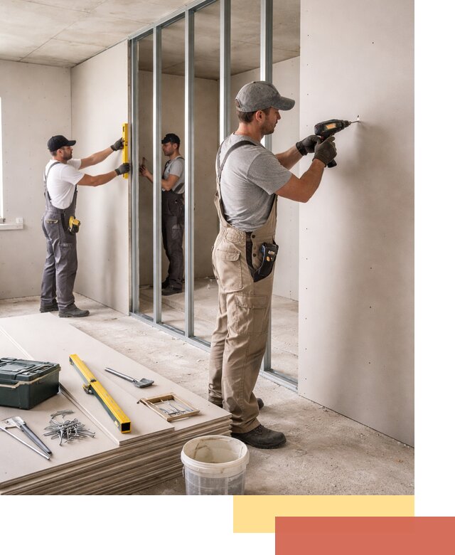 Однослойная перегородка из гипсокартона в Чебоксарах под ключ, монтаж и отделка