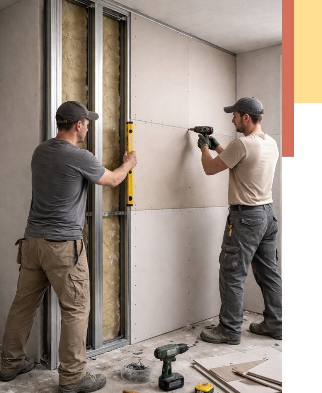 Монтаж двухслойной перегородки из гипсокартона в Чебоксарах от 1491 руб. | ОТДЕЛОЧНИК-Чбк