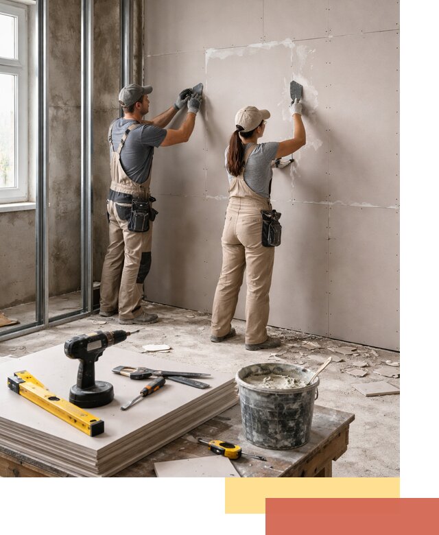 Монтаж двухслойной перегородки из гипсокартона в Чебоксарах