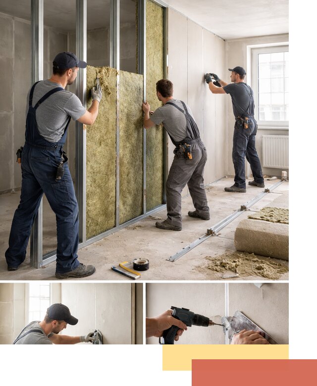 Перегородка из гипсокартона с шумоизоляцией в Чебоксарах — монтаж под ключ