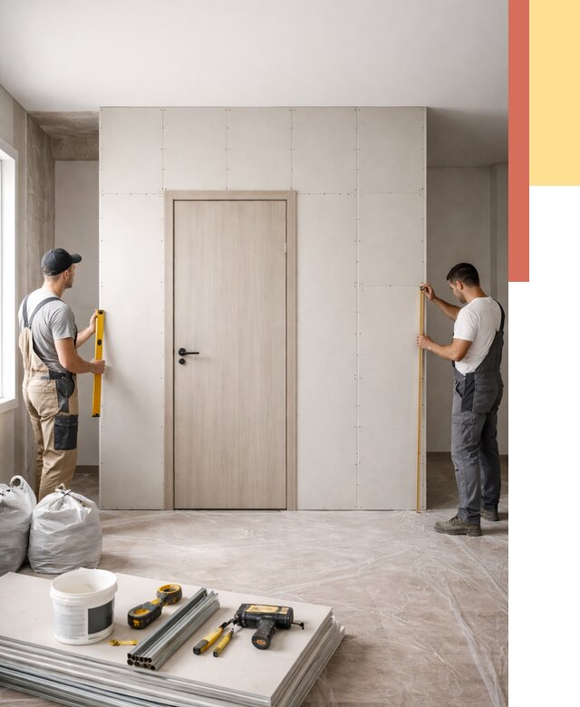 Перегородка из гипсокартона с дверью в Чебоксарах от 4628 руб. под ключ | ОТДЕЛОЧНИК-Чбк