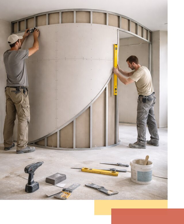 Радиусная перегородка из гипсокартона в Чебоксарах под ключ