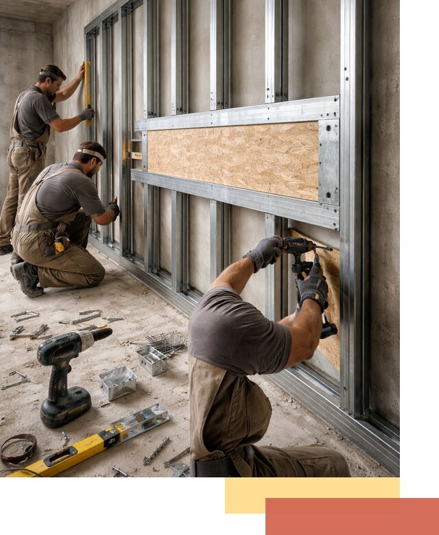 Усиленная перегородка для крепления тяжёлых конструкций в Чебоксарах