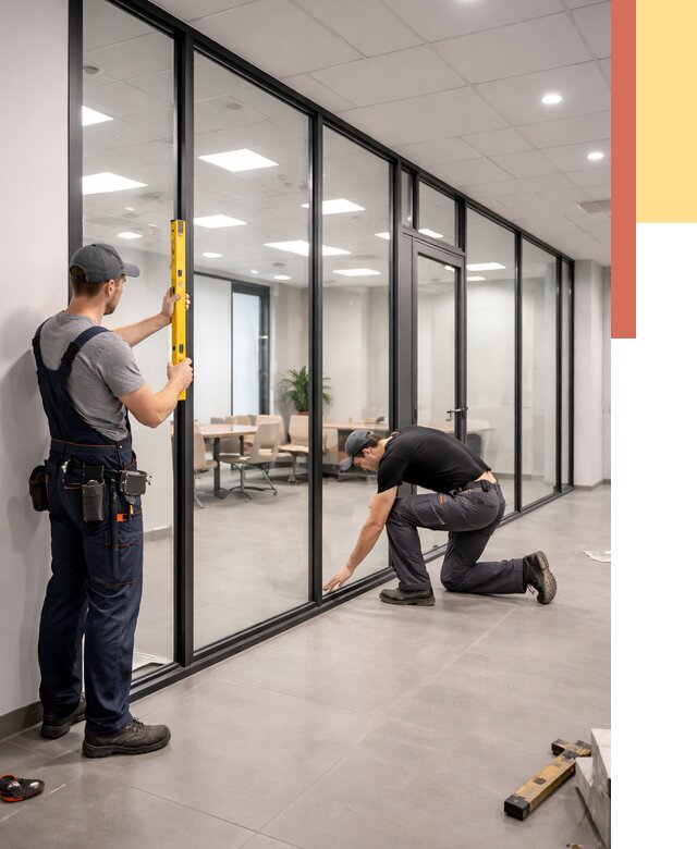 Каркасные стеклянные перегородки в Чебоксарах под ключ от 9461 руб. | ОТДЕЛОЧНИК-Чбк