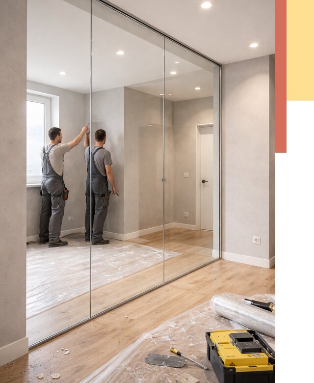 Безрамные стеклянные перегородки в Чебоксарах — монтаж от 9770 руб. | ОТДЕЛОЧНИК-Чбк