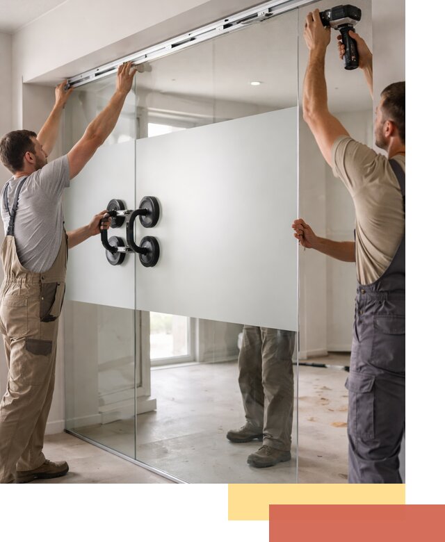 Матовые стеклянные перегородки под ключ в Чебоксарах