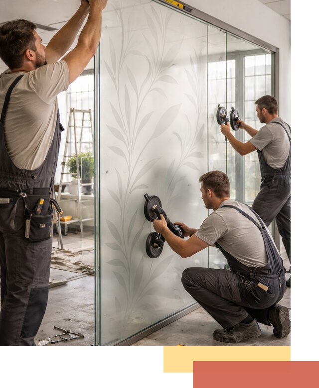 Стеклянные перегородки с рисунком на заказ в Чебоксарах