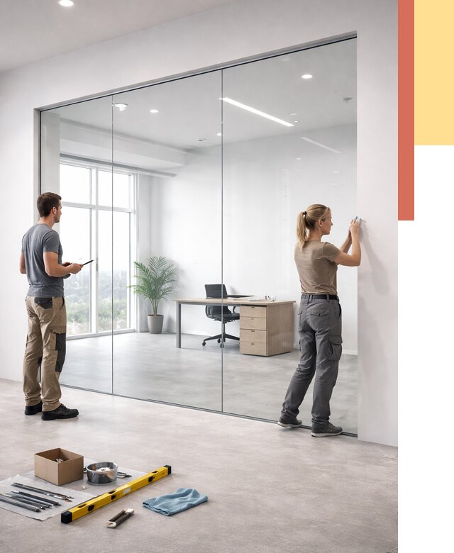 Перегородки из закаленного стекла в Чебоксарах от 9770 руб. под ключ | ОТДЕЛОЧНИК-Чбк