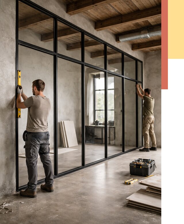 Стеклянные перегородки лофт в Чебоксарах от 10798 руб. под ключ | ОТДЕЛОЧНИК-Чбк