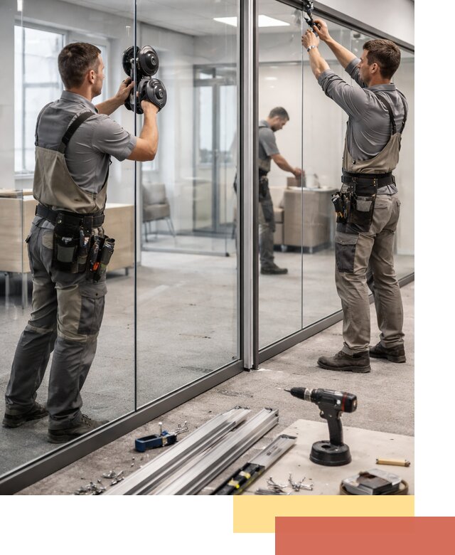 Стеклянные офисные перегородки под ключ в Чебоксарах