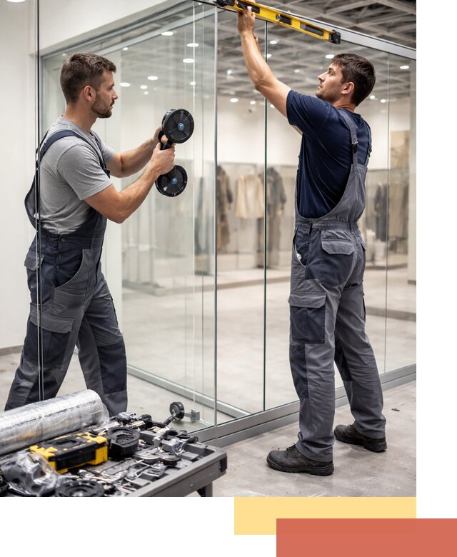 Стеклянные перегородки для магазинов в Чебоксарах — монтаж и установка