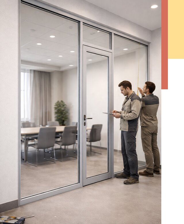 Установка и монтаж алюминиевых перегородок со стеклом в Чебоксарах от 8433 руб. | ОТДЕЛОЧНИК-Чбк