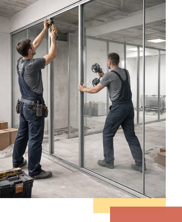 Алюминиевые перегородки со стеклом в Чебоксарах — изготовление и монтаж