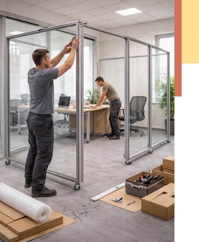 Мобильные офисные перегородки в Чебоксарах от 12855 руб. — установка под ключ | ОТДЕЛОЧНИК-Чбк