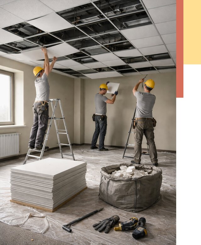 Демонтаж потолка Армстронг в Чебоксарах от 4628 руб. быстро и недорого | ОТДЕЛОЧНИК-Чбк