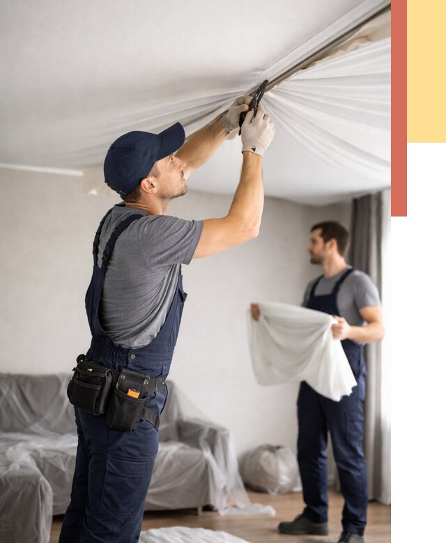 Демонтаж натяжного потолка в Чебоксарах от 4628 руб. — снятие и разбор под ключ | ОТДЕЛОЧНИК-Чбк