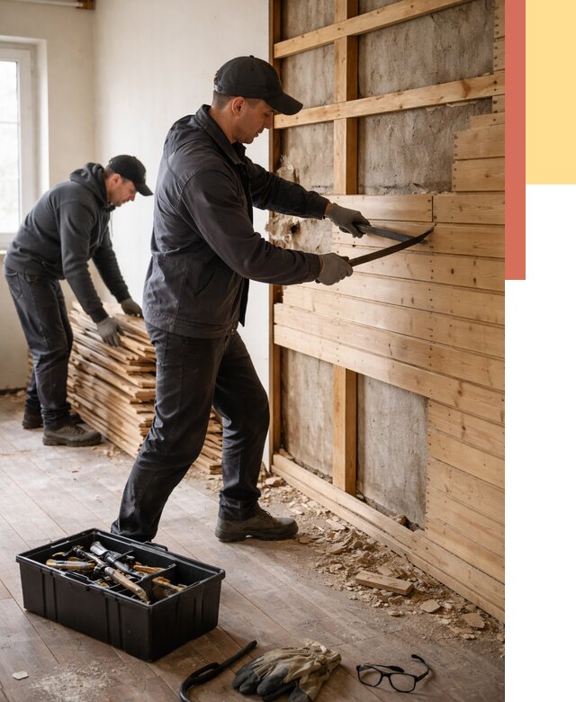 Демонтаж вагонки в Чебоксарах от 3908 руб/м2 — быстро и недорого | ОТДЕЛОЧНИК-Чбк