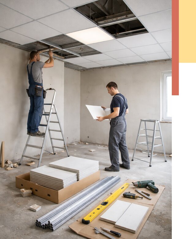 Монтаж потолка армстронг в Чебоксарах от 4628 руб/м2 — быстрая установка под ключ | ОТДЕЛОЧНИК-Чбк