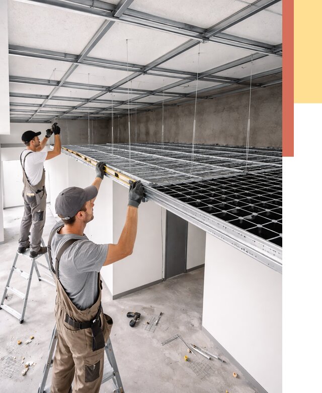 Монтаж потолка грильято в Чебоксарах от 463 руб./м² — быстрая сборка под ключ | ОТДЕЛОЧНИК-Чбк