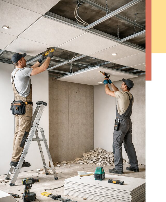 Монтаж акустического потолка в Чебоксарах от 6685 руб/м2 — быстро и недорого | ОТДЕЛОЧНИК-Чбк