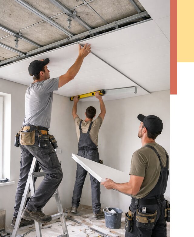 Монтаж потолка из ПВХ панелей в Чебоксарах от 3599 руб./м2 — быстро и недорого | ОТДЕЛОЧНИК-Чбк